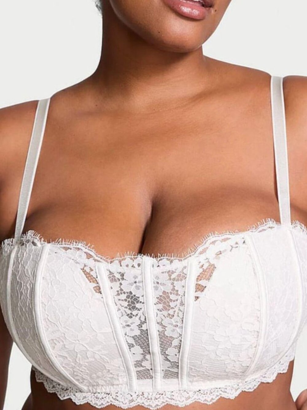 VS Dream Angels Lace Lightly Lined Bandeau (Coconut White) Size XL, NWT